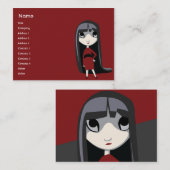 Carte De Visite Fille foncée - potelée (Devant / Derrière)