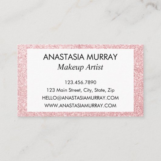 Carte De Visite Fille & Glam Blush Rose Parties scintillant Or Épe (Dos)