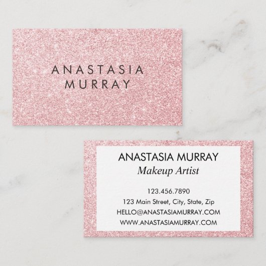 Carte De Visite Fille & Glam Blush Rose Parties scintillant Or Épe (Devant / Derrière)