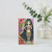 Carte De Visite Fille hippie mignonne de signe de paix de fleur (Debout devant)