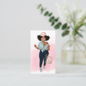 Carte De Visite Fille instructrice de fitness afro branchée (Debout devant)