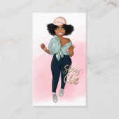 Carte De Visite Fille instructrice de fitness afro branchée (Devant)