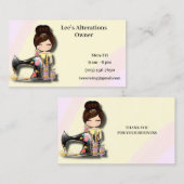 Carte De Visite Fille machine à coudre florale (Devant / Derrière)