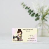 Carte De Visite Fille machine à coudre florale (Debout devant)