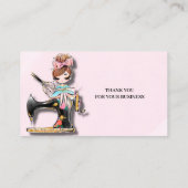 Carte De Visite Fille machine à coudre florale (Dos)