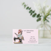 Carte De Visite Fille machine à coudre florale (Debout devant)