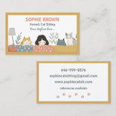 Carte De Visite Fille mignonne avec chatons chat animal de compagn (Devant / Derrière)