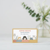 Carte De Visite Fille mignonne avec chatons chat animal de compagn (Debout devant)