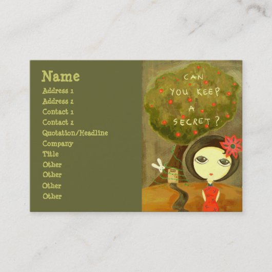 Carte De Visite Fille mignonne - pouvez-vous garder un secret ? (Devant)