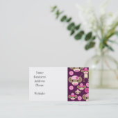 Carte De Visite Fille mignonne rose singes Filles sur violet (Debout devant)