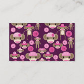 Carte De Visite Fille mignonne rose singes Filles sur violet (Dos)