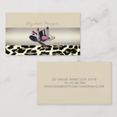 Carte De Visite Fille Moderne Charme, Empreinte de léopard (Devant / Derrière)