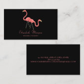 Carte De Visite Fille moderne drôle, Flamants roses, Noir (Devant / Derrière)