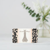 Carte De Visite Fille Moderne Élégant, Empreinte de léopard, Robe (Debout devant)