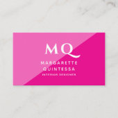 Carte De Visite Fille moderne rose Feminine Chic Monogramme QR Cod (Devant)