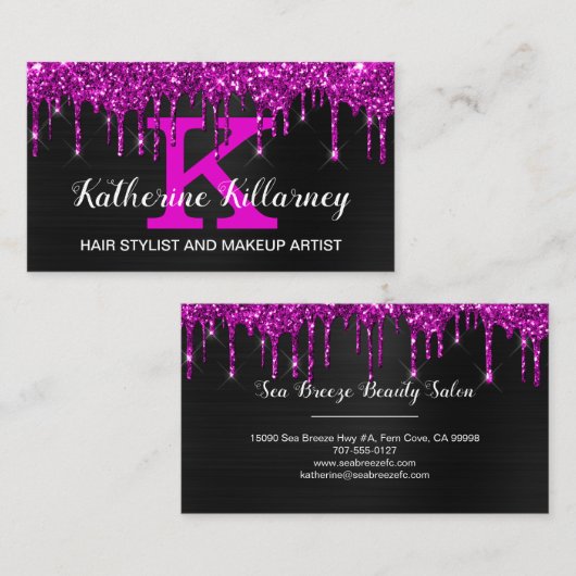 Carte De Visite Fille Noir Neon Plum Parties scintillant Drivers M (Devant / Derrière)