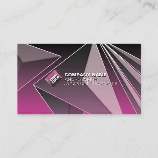 Carte De Visite Fille Noir Rose QR Code Gradient Moderne Chic 3D (Devant)