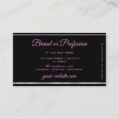 Carte De Visite Fille Parties scintillant rose Étoiles Bordure noi (Dos)