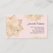 Carte De Visite Fille Pink Gold Mandala Yoga Instructeur Floral (Dos)