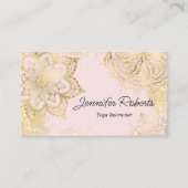 Carte De Visite Fille Pink Gold Mandala Yoga Instructeur Floral (Devant)