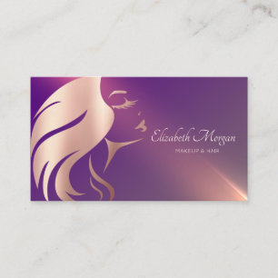 Carte De Visite Fille professionnelle silhouette de visage violet