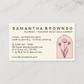 Carte De Visite Fille rose beige Dandelion fleuriste Floral (Dos)