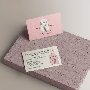 Carte De Visite Fille rose beige Dandelion fleuriste Floral