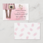 Carte de visite fille rose et or (Devant / Derrière)