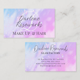 Carte De Visite Fille rose étincelle Bleu moderne Salon des cheveu