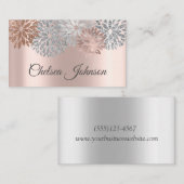 Carte De Visite Fille Rose métallique Or & Parties scintillant Dah (Devant / Derrière)