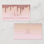 Carte De Visite Fille, Rose Parties scintillant or (Devant / Derrière)