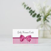 Carte De Visite Fille rose vif et blanc rayures mignonne Bow rose (Debout devant)