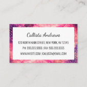 Carte De Visite Fille rose violet Majestic Starry Nebula Art (Dos)