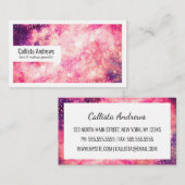 Carte De Visite Fille rose violet Majestic Starry Nebula Art (Devant / Derrière)