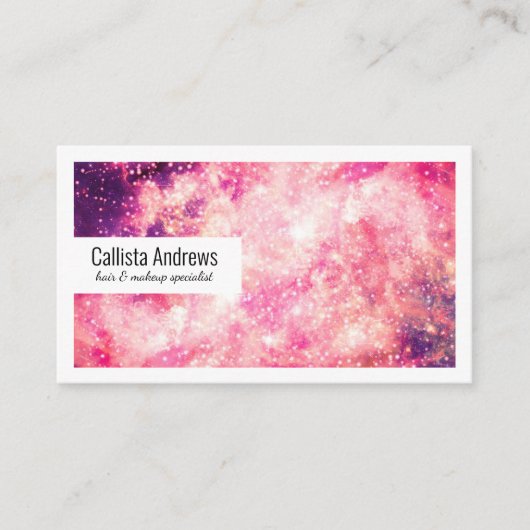 Carte De Visite Fille rose violet Majestic Starry Nebula Art (Devant)