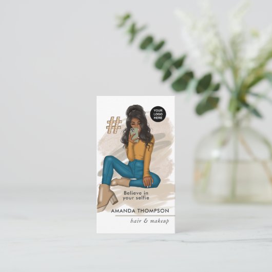 Carte De Visite Fille selfie à la mode (Debout devant)