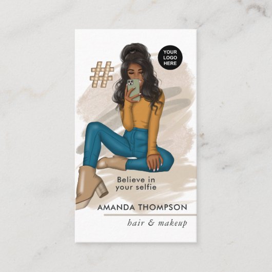 Carte De Visite Fille selfie à la mode (Devant)