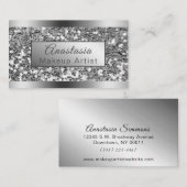 Carte De Visite Fille Shimmer Foil Parties scintillant argent (Devant / Derrière)