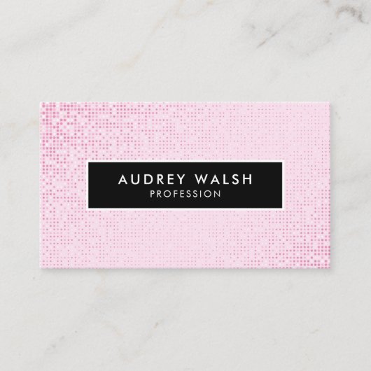 Carte De Visite Fille Stylish Faux rose Sequin Noir (Devant)