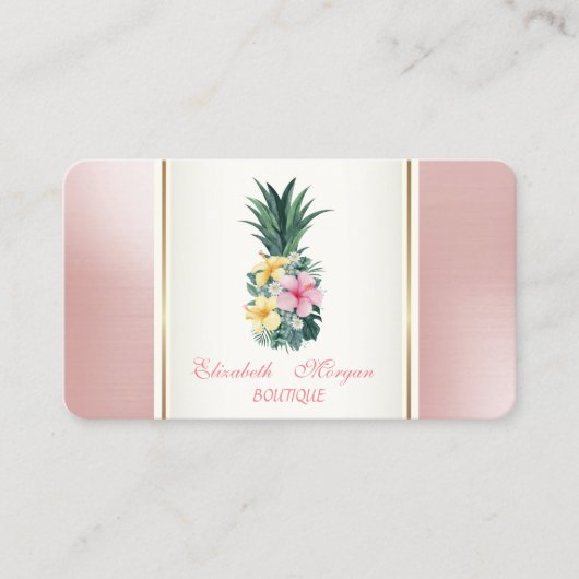 Carte De Visite Fille tendance moderne ananas Fleurs tropicales (Devant)