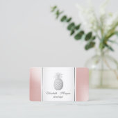 Carte De Visite Fille tendance moderne argenté ananas Tropical (Debout devant)