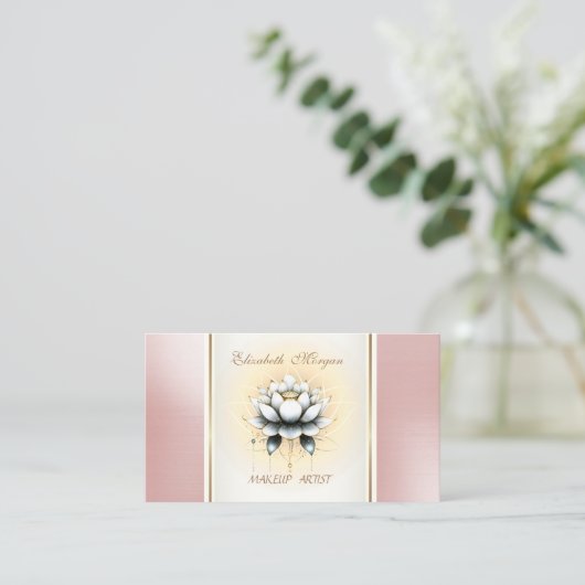 Carte De Visite Fille tendance moderne élégant Lotus blanc élégant (Debout devant)