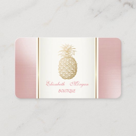 Carte De Visite Fille tendance moderne Gold Ananas Tropical (Devant)