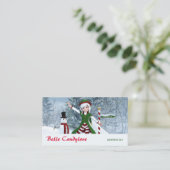 Carte De Visite Fille Toon de Noël dans une forêt d'hiver (Debout devant)