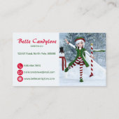 Carte De Visite Fille Toon de Noël dans une forêt d'hiver (Dos)