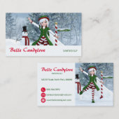 Carte De Visite Fille Toon de Noël dans une forêt d'hiver (Devant / Derrière)