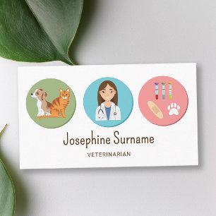 Carte De Visite Fille Vétérinaire Et Animaux De Compagnie Avec Du