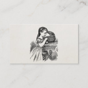 Carte De Visite Fille victorienne vintage avec le panier