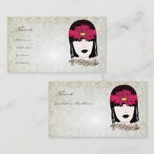 Carte De Visite Fille Vintage Rose de Damas Mode Boutique
