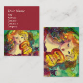 CARTE DE VISITE FILLE VIOLINISTE, VIOLIN ET CAT (Devant / Derrière)